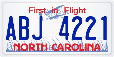 NC license plate ABJ4221