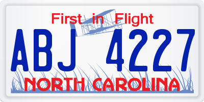 NC license plate ABJ4227