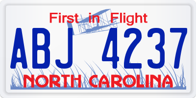 NC license plate ABJ4237