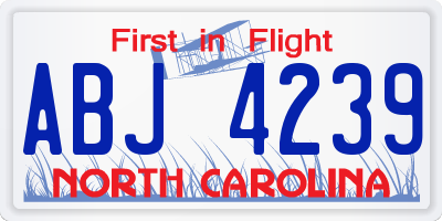 NC license plate ABJ4239