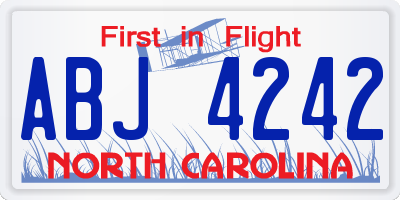 NC license plate ABJ4242