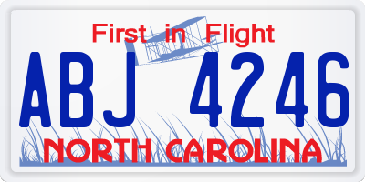 NC license plate ABJ4246