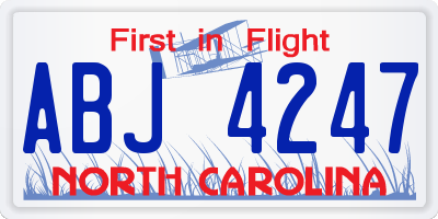 NC license plate ABJ4247