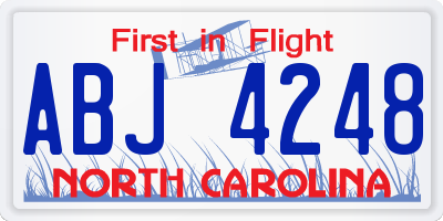 NC license plate ABJ4248