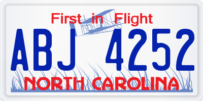 NC license plate ABJ4252