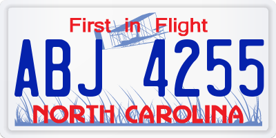 NC license plate ABJ4255