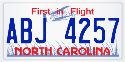 NC license plate ABJ4257