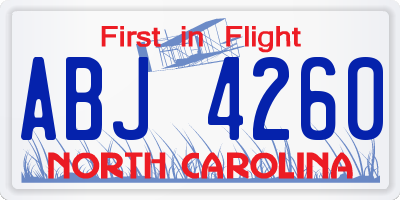 NC license plate ABJ4260