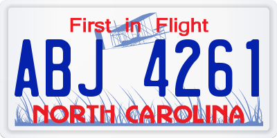 NC license plate ABJ4261