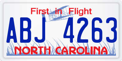NC license plate ABJ4263