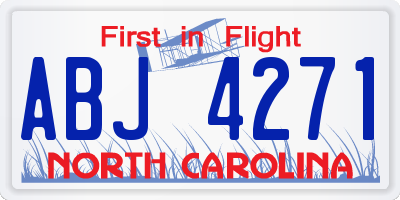 NC license plate ABJ4271