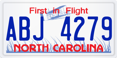 NC license plate ABJ4279