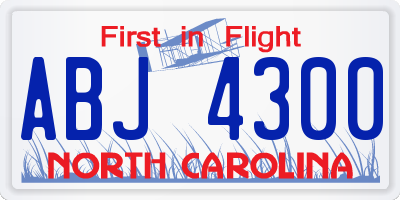NC license plate ABJ4300