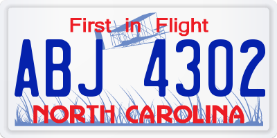 NC license plate ABJ4302