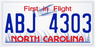 NC license plate ABJ4303