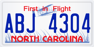 NC license plate ABJ4304