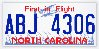 NC license plate ABJ4306