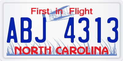 NC license plate ABJ4313