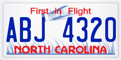 NC license plate ABJ4320