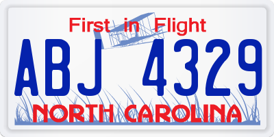 NC license plate ABJ4329