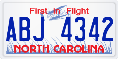 NC license plate ABJ4342