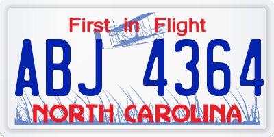 NC license plate ABJ4364