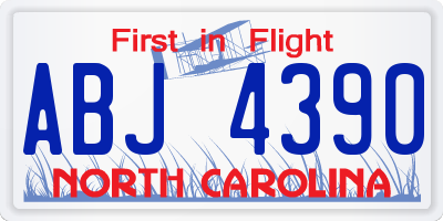NC license plate ABJ4390