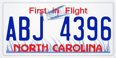 NC license plate ABJ4396