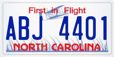 NC license plate ABJ4401