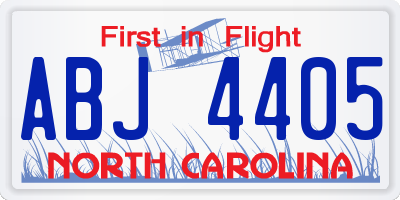 NC license plate ABJ4405