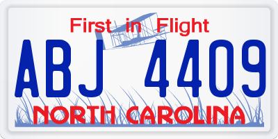 NC license plate ABJ4409