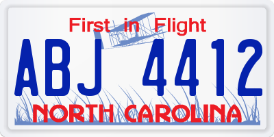 NC license plate ABJ4412