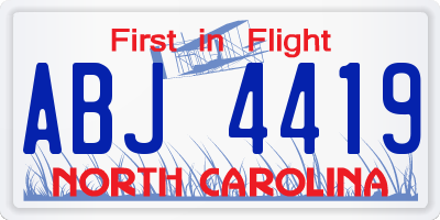 NC license plate ABJ4419