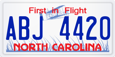 NC license plate ABJ4420