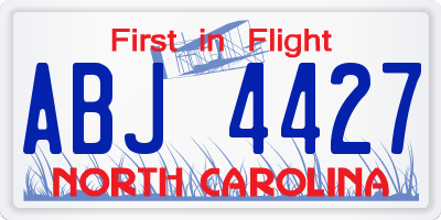 NC license plate ABJ4427