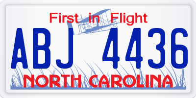 NC license plate ABJ4436