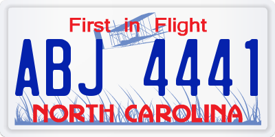 NC license plate ABJ4441