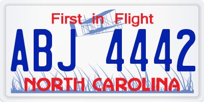 NC license plate ABJ4442