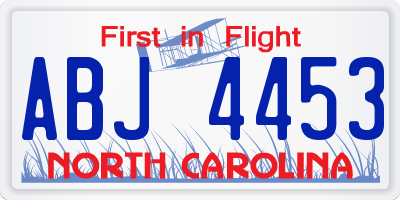 NC license plate ABJ4453