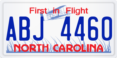 NC license plate ABJ4460