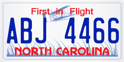 NC license plate ABJ4466