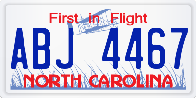 NC license plate ABJ4467