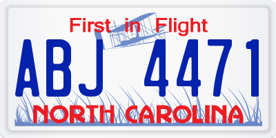 NC license plate ABJ4471