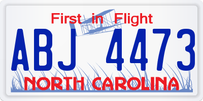NC license plate ABJ4473