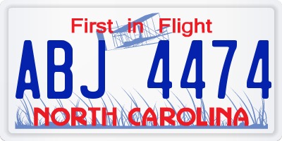 NC license plate ABJ4474