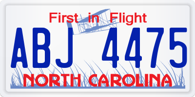 NC license plate ABJ4475