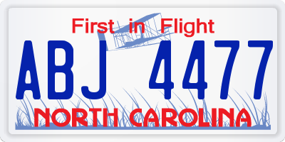 NC license plate ABJ4477
