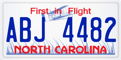 NC license plate ABJ4482