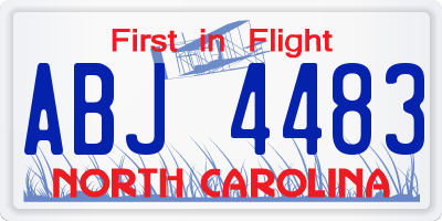 NC license plate ABJ4483