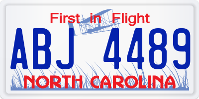 NC license plate ABJ4489